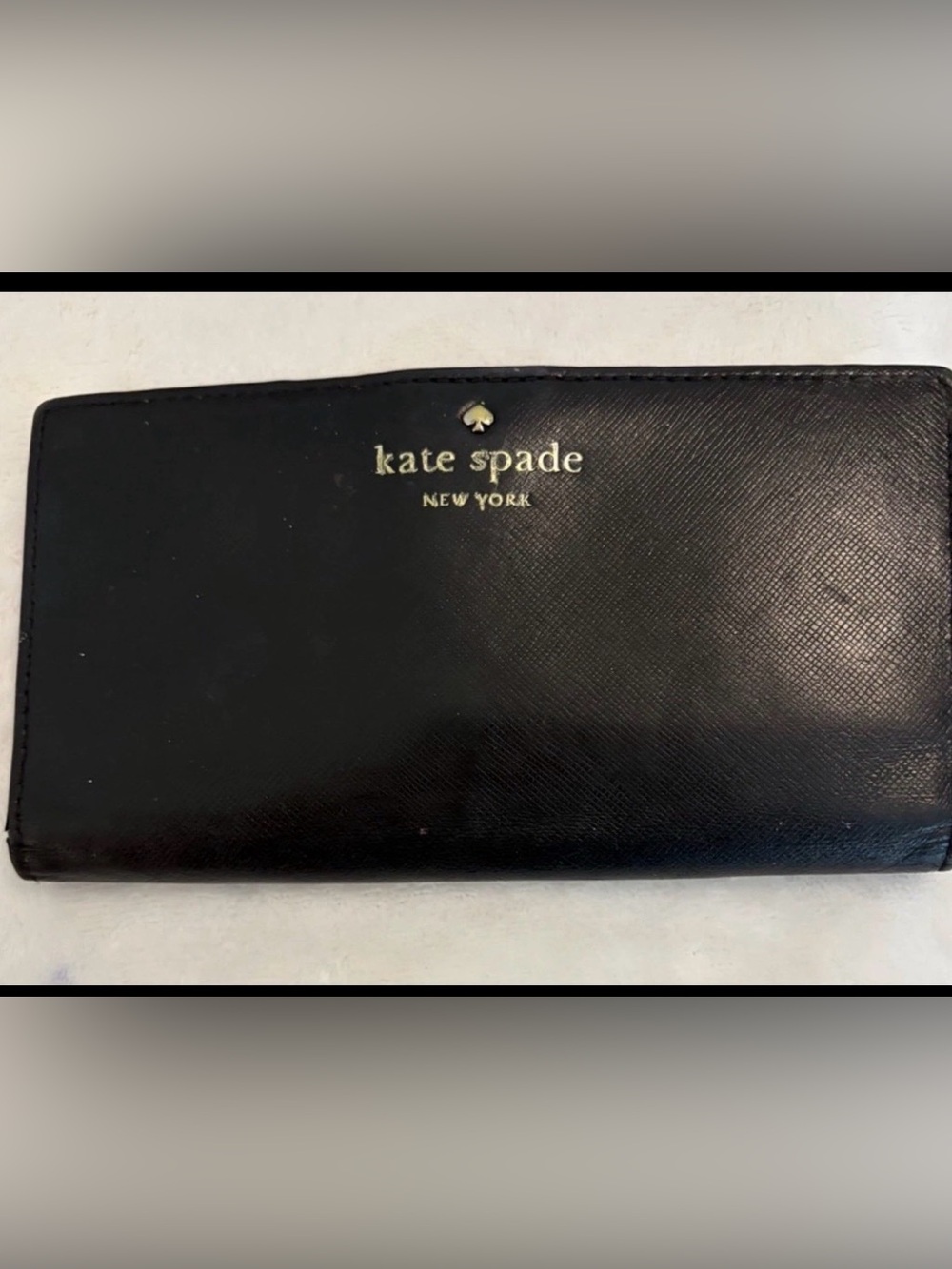 Kate Spade Staci Black Leather Slim Bifold Wallet